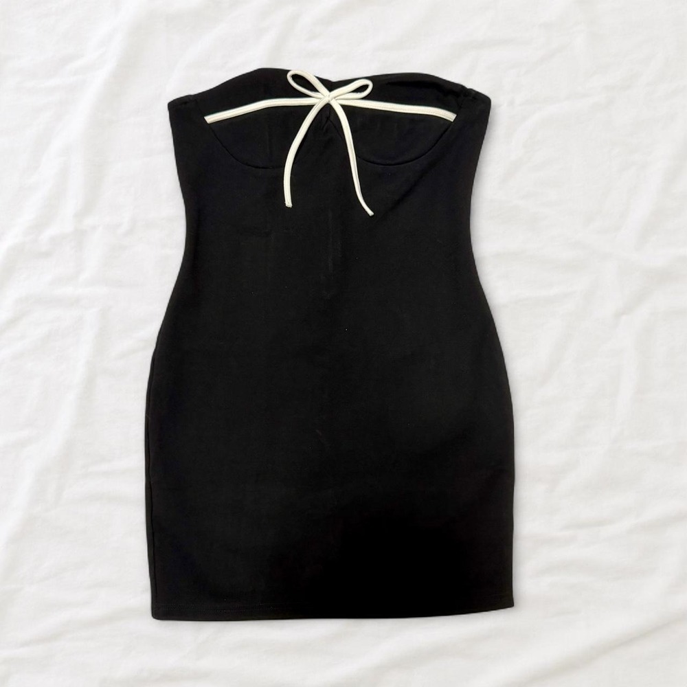 Pretty Garbage Black Strapless Bow Bodycon Mini Dress